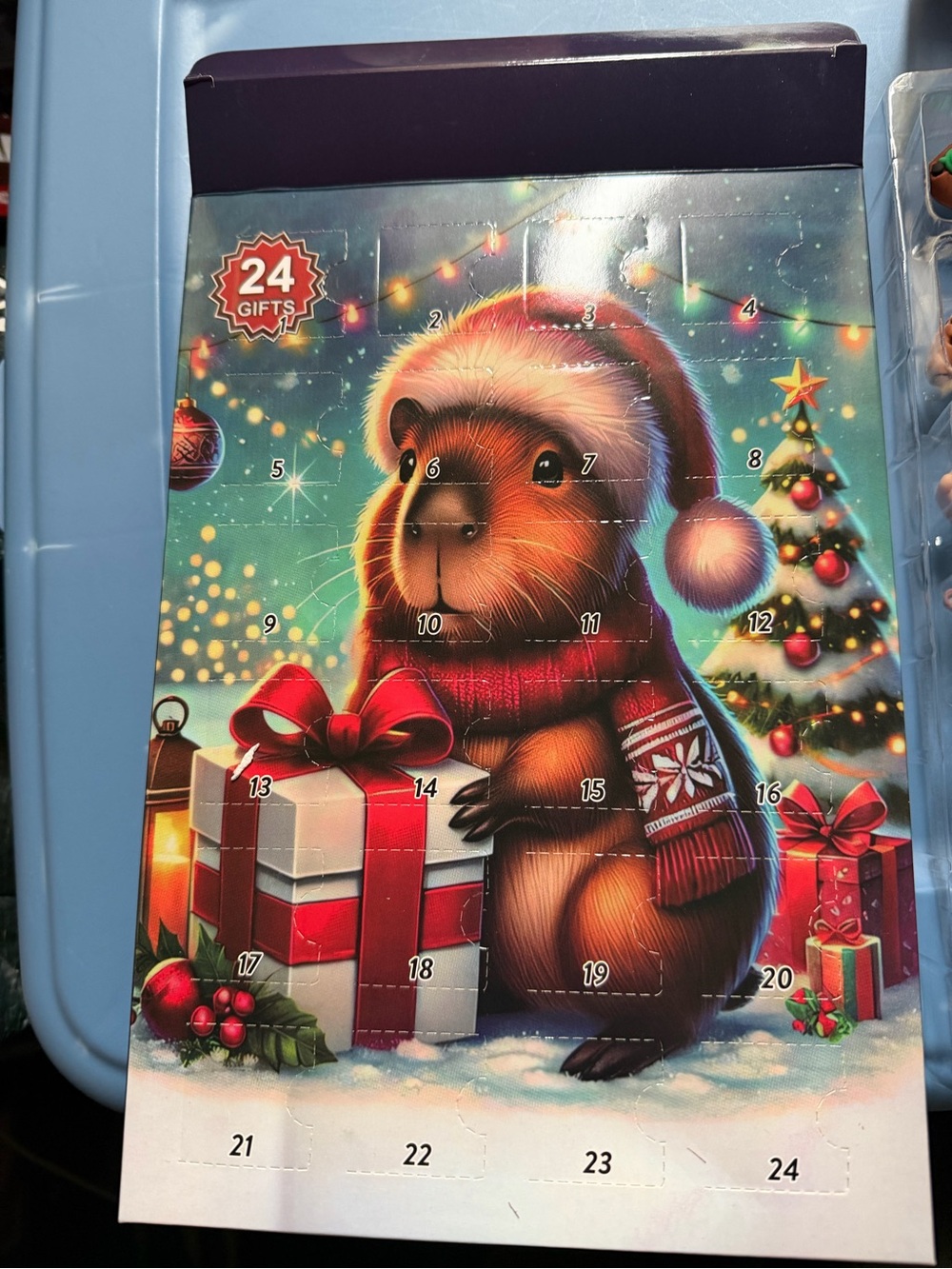 Christmas Capybara Advent Calendar with Red & Green Holiday Design